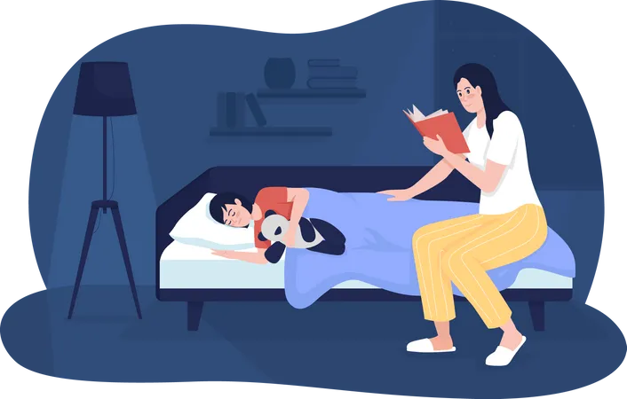 Mother read book for kid  Illustration