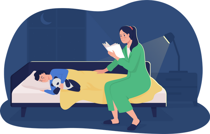 Mother read story  Illustration