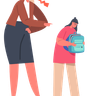 illustrations of mother scolding daughter