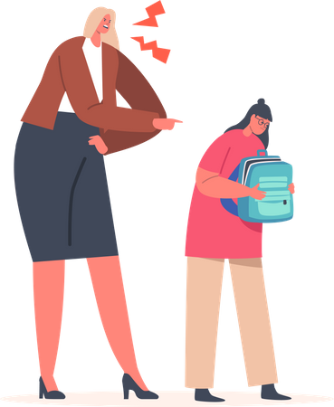 Mother scolding daughter  Illustration