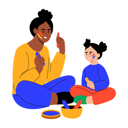 Mother showing motherhood towards child  Illustration