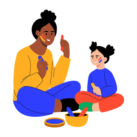 Mother showing motherhood towards child  Illustration