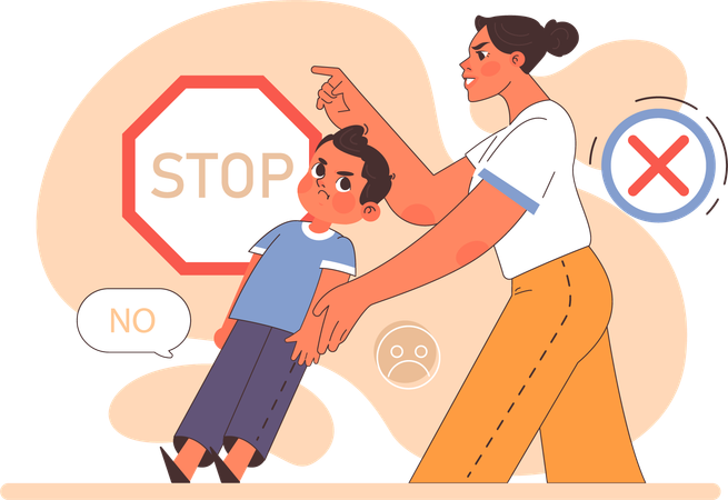 Mother stopping child  Illustration