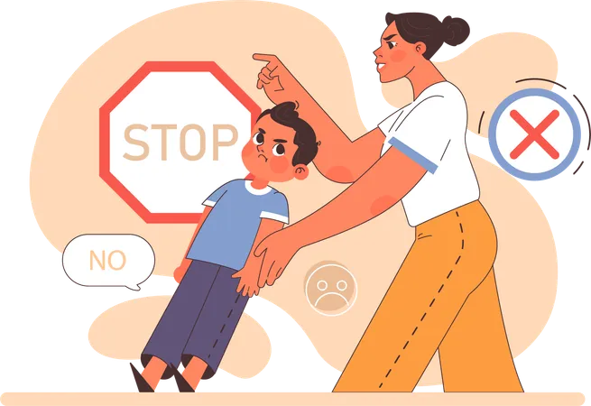 Mother stopping child  Illustration