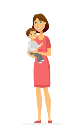 Mother taking care of his son  Illustration