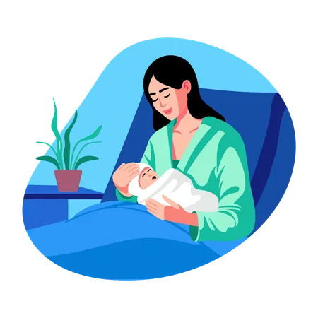Mother taking care of Newborn baby  Illustration
