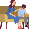 mother and son conversation illustration