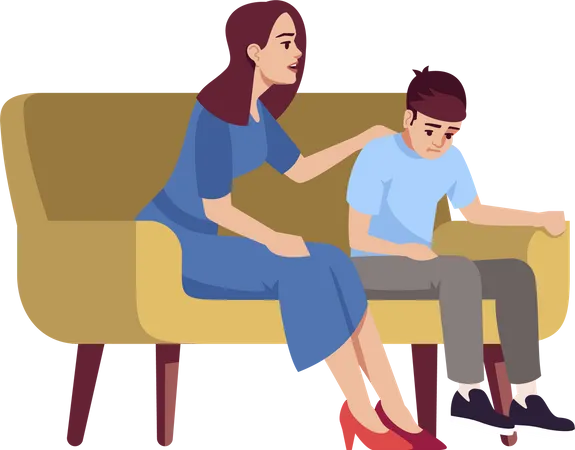 Mother talking to sad child  Illustration