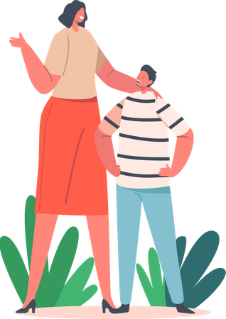 Mother talking with son  Illustration