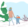 mother walking with daughter illustrations free
