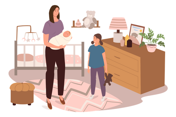 Mother With Baby Illustration