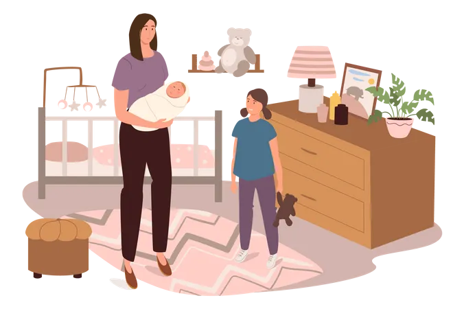 Mother With Baby Illustration