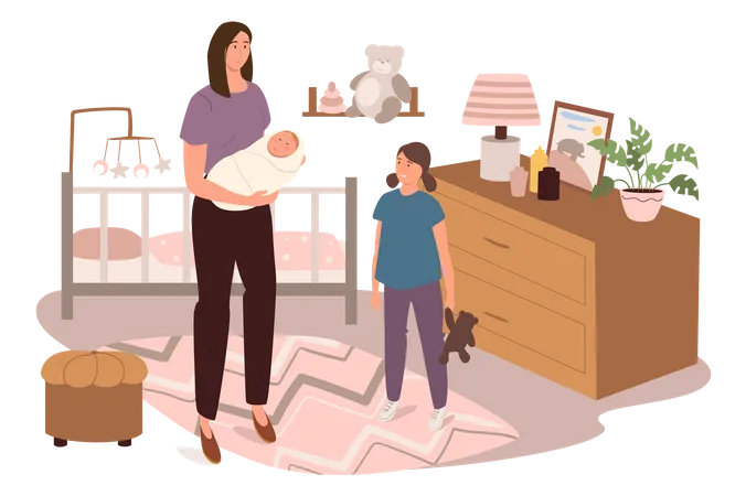 Mother With Baby  Illustration