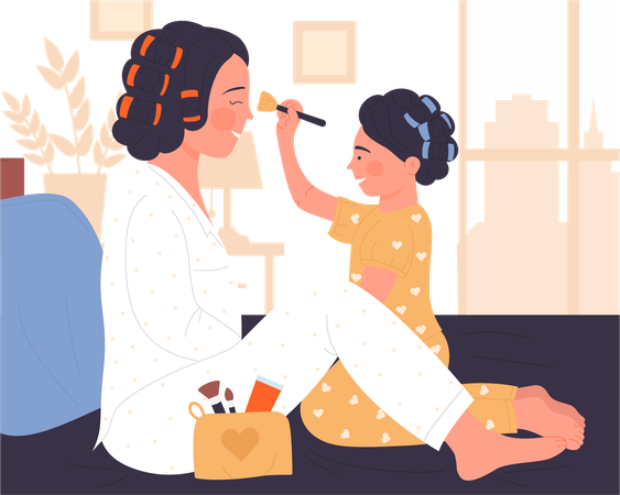 Mother with daughter  イラスト