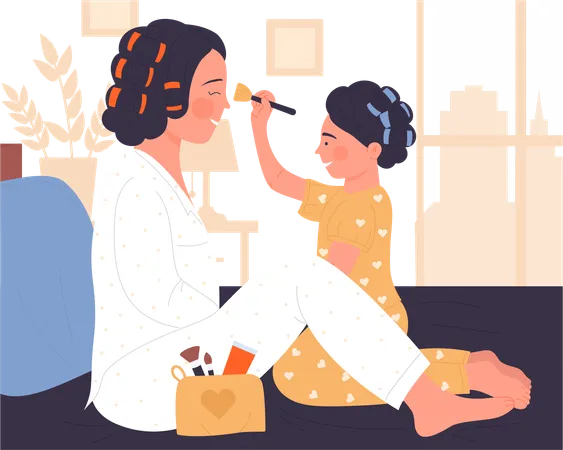 Mother with daughter  イラスト