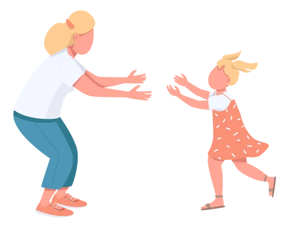 Mother with daughter hugging Illustration