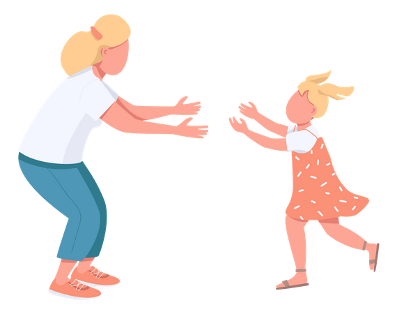 Mother with daughter hugging  Illustration