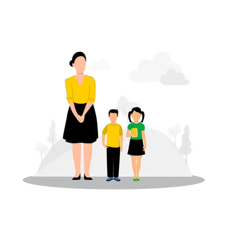 Mother With Kid  Illustration