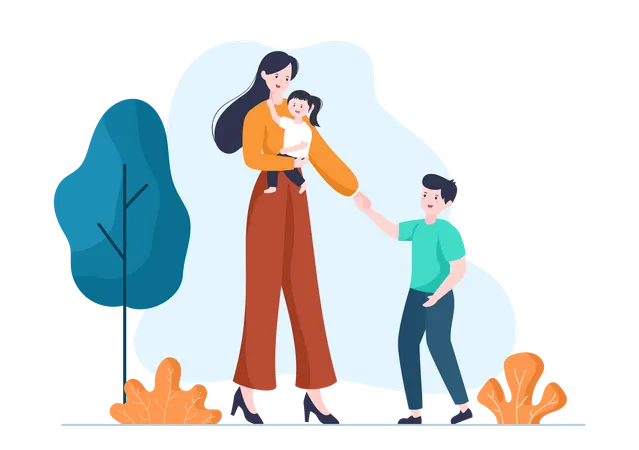 Mother with kids  Illustration