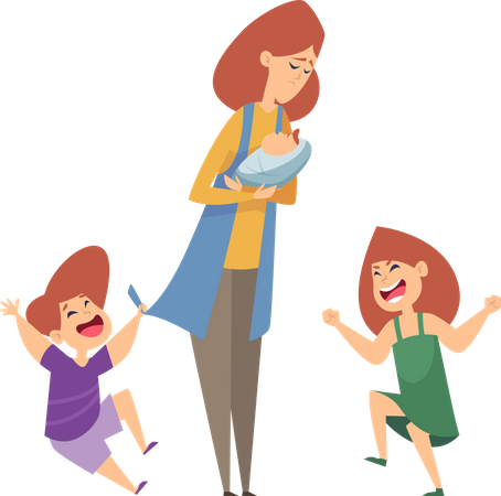Mother with kids Illustration