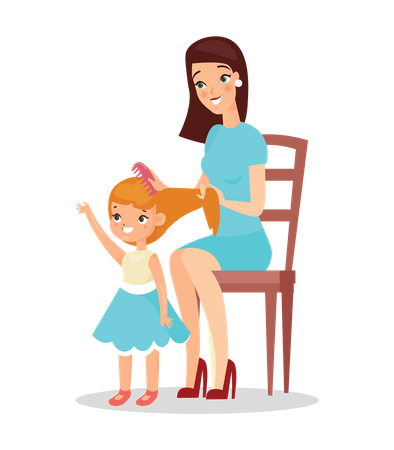 Mother With Kids  Illustration