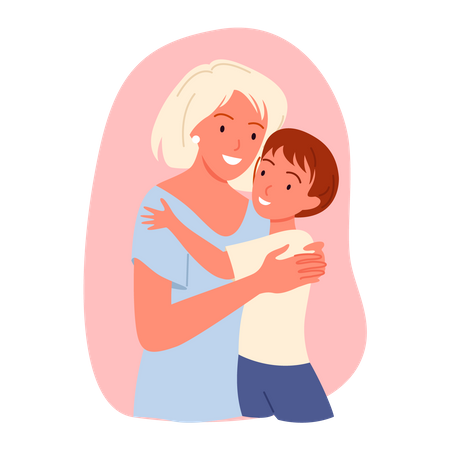 Mother With Kids  Illustration