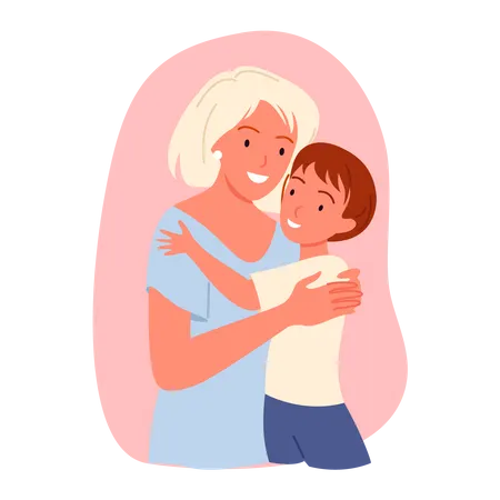 Mother With Kids  Illustration