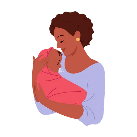 Mother with new born baby  Illustration