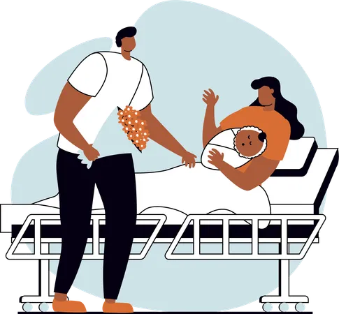 Mother with new born baby  Illustration