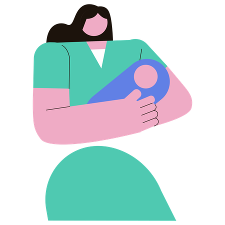 Mother with newborn baby  Illustration