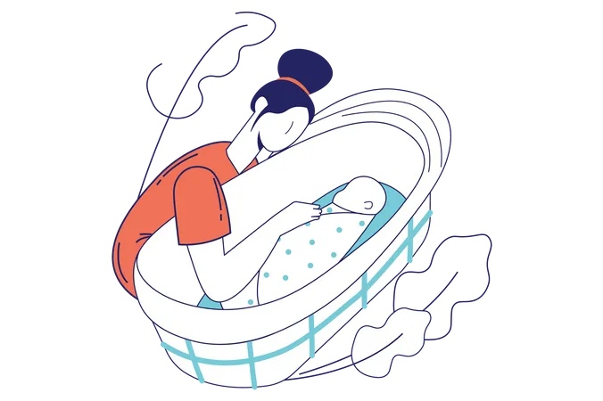 Mother with newborn baby  Illustration