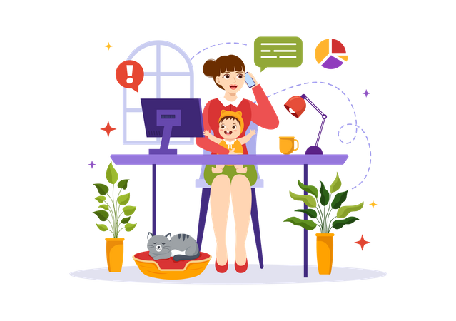 Mothers who does Work  Illustration