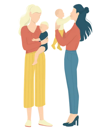 Mothers with kids  Illustration