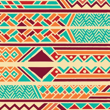 Motif Boheme Ethnique Colore Tribal Avec Elements Geometriques Tissu De Boue Africain Design Tribal Illustration Vectorielle Illustration