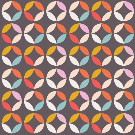 Modèle géométrique sans couture avec des cercles colorés au design rétro  Illustration