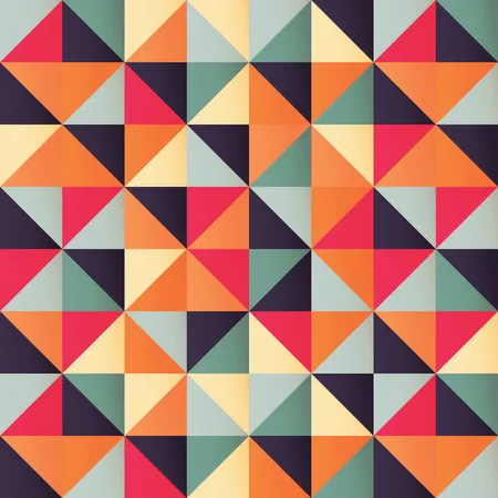 Modèle géométrique sans couture avec des triangles colorés au design rétro  Illustration