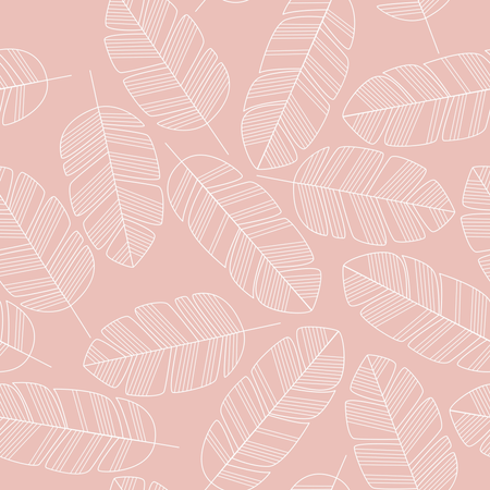 Modèle sans couture avec des feuilles blanches sur fond rose  Illustration