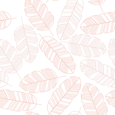 Modèle sans couture avec des feuilles roses sur fond blanc  Illustration