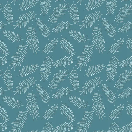 Modèle sans couture avec feuilles tropicales blanches sur fond bleu  Illustration