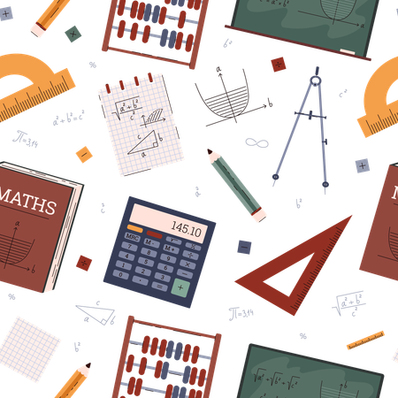 Motif sans couture avec des sujets géométriques et mathématiques  Illustration