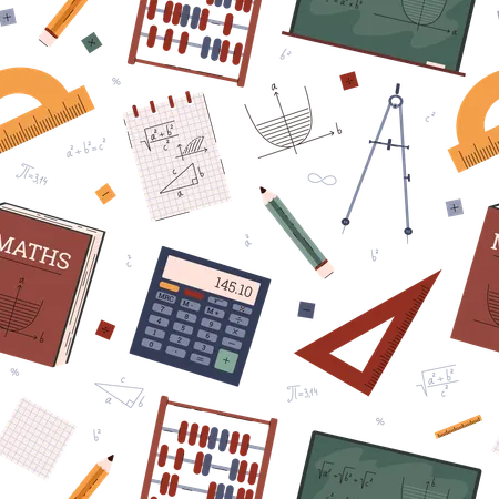Motif sans couture avec des sujets géométriques et mathématiques  Illustration