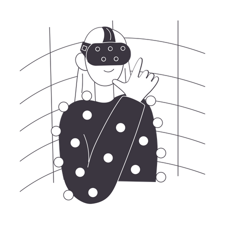 Motion capture in virtual reality  イラスト