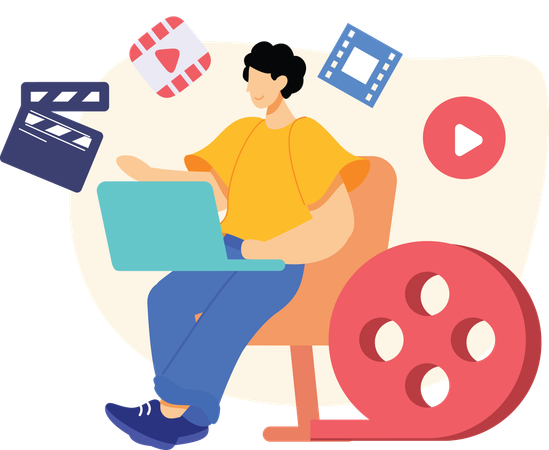 Motion designer creating video project  イラスト