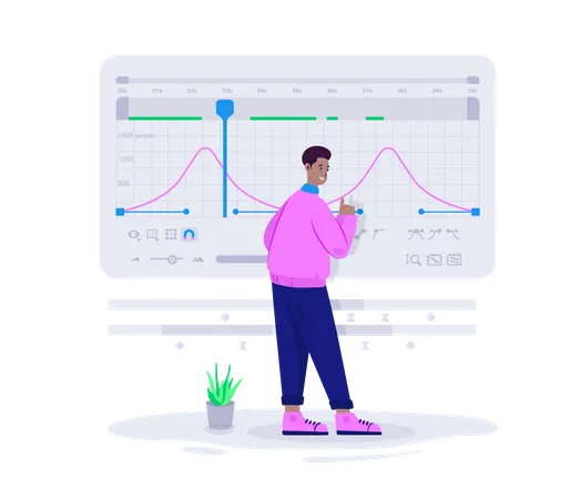 O Motion Designer edita a velocidade das teclas em um editor gráfico  Ilustração