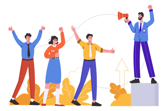 Motivational speaker with megaphone  Illustration