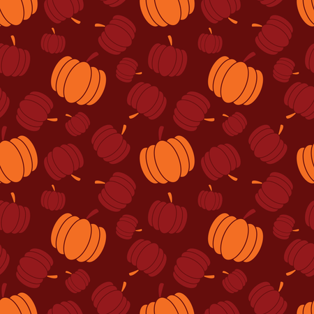 Ringraziamento e autunno senza cuciture con zucche, design colorato  Illustration