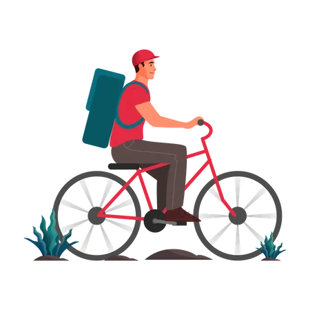Entregador andando de bicicleta  Ilustração