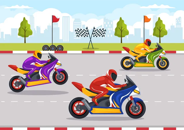 Corrida de moto  Ilustração