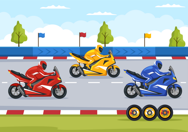 Motociclistas fazendo corrida  Ilustração