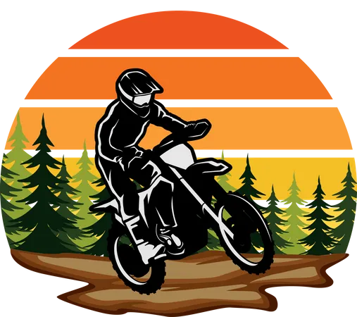 Aventure en motocross  Illustration